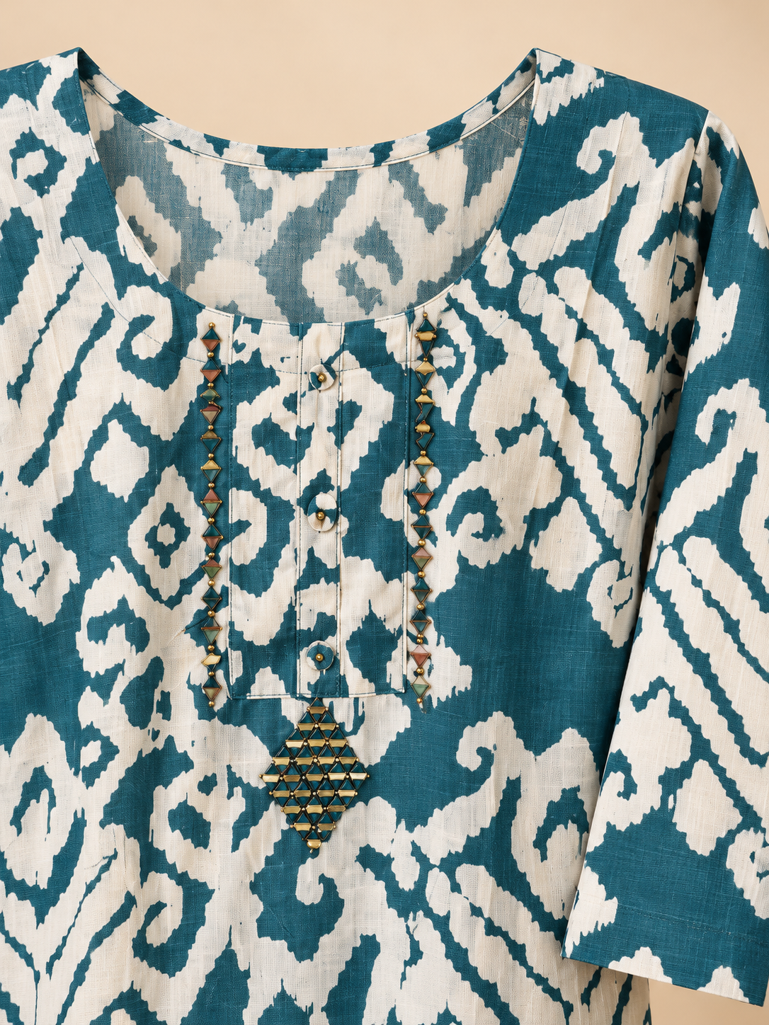 Blue kurta suit set with mirror work