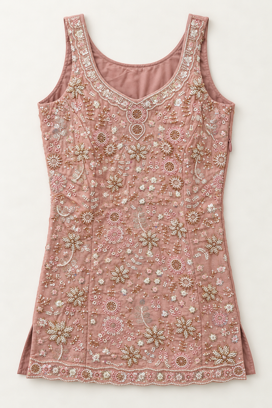 Dusty Rose Embellished Sharara Set