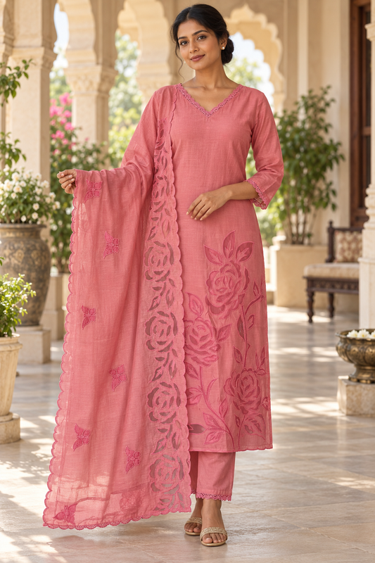 Dusty-rose kurta set