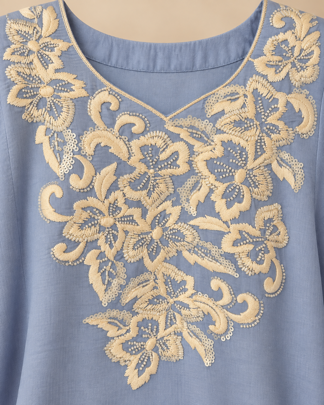 Blue Kurta suit set with cut dana work