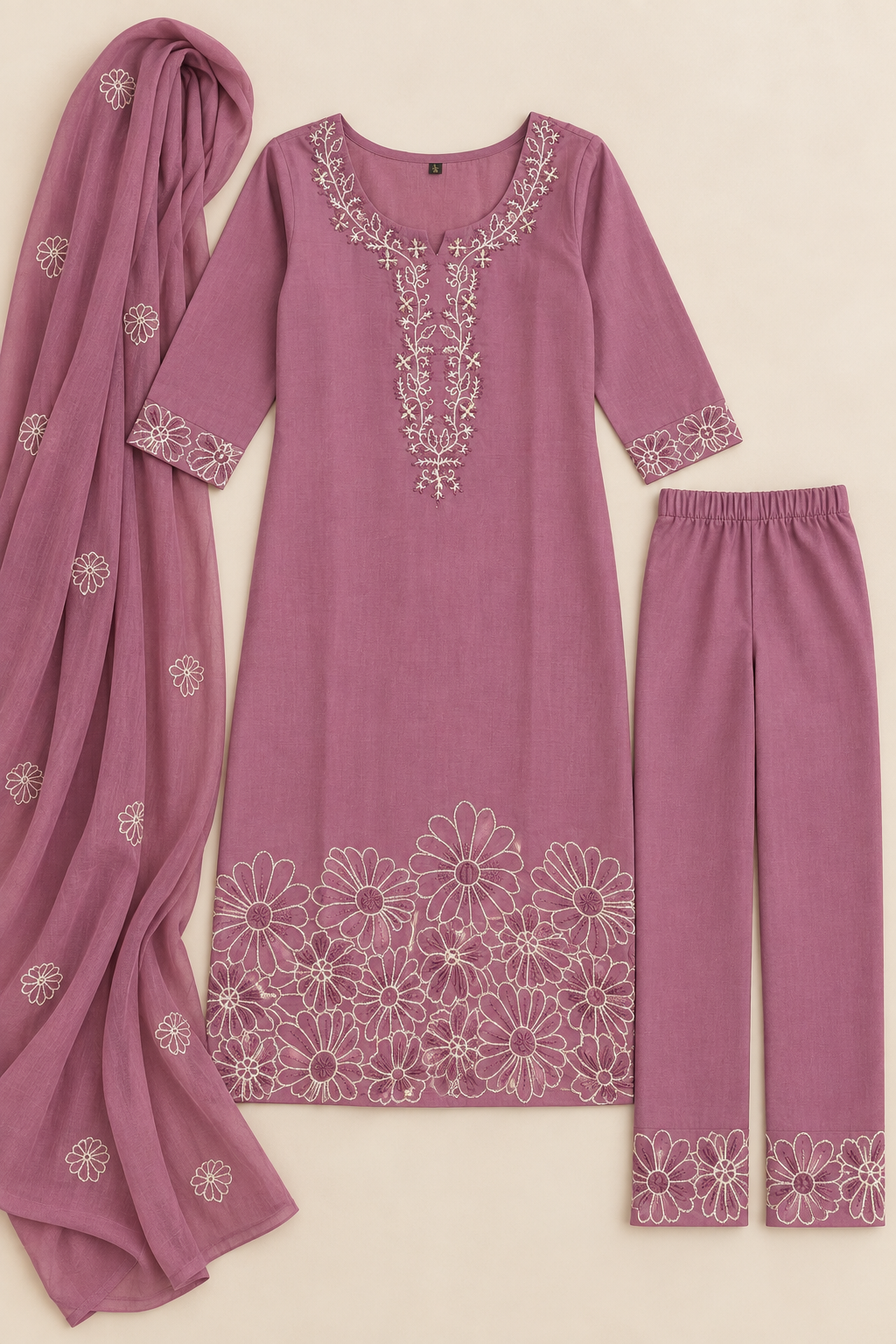 Mul cotton Purple kurta suit set
