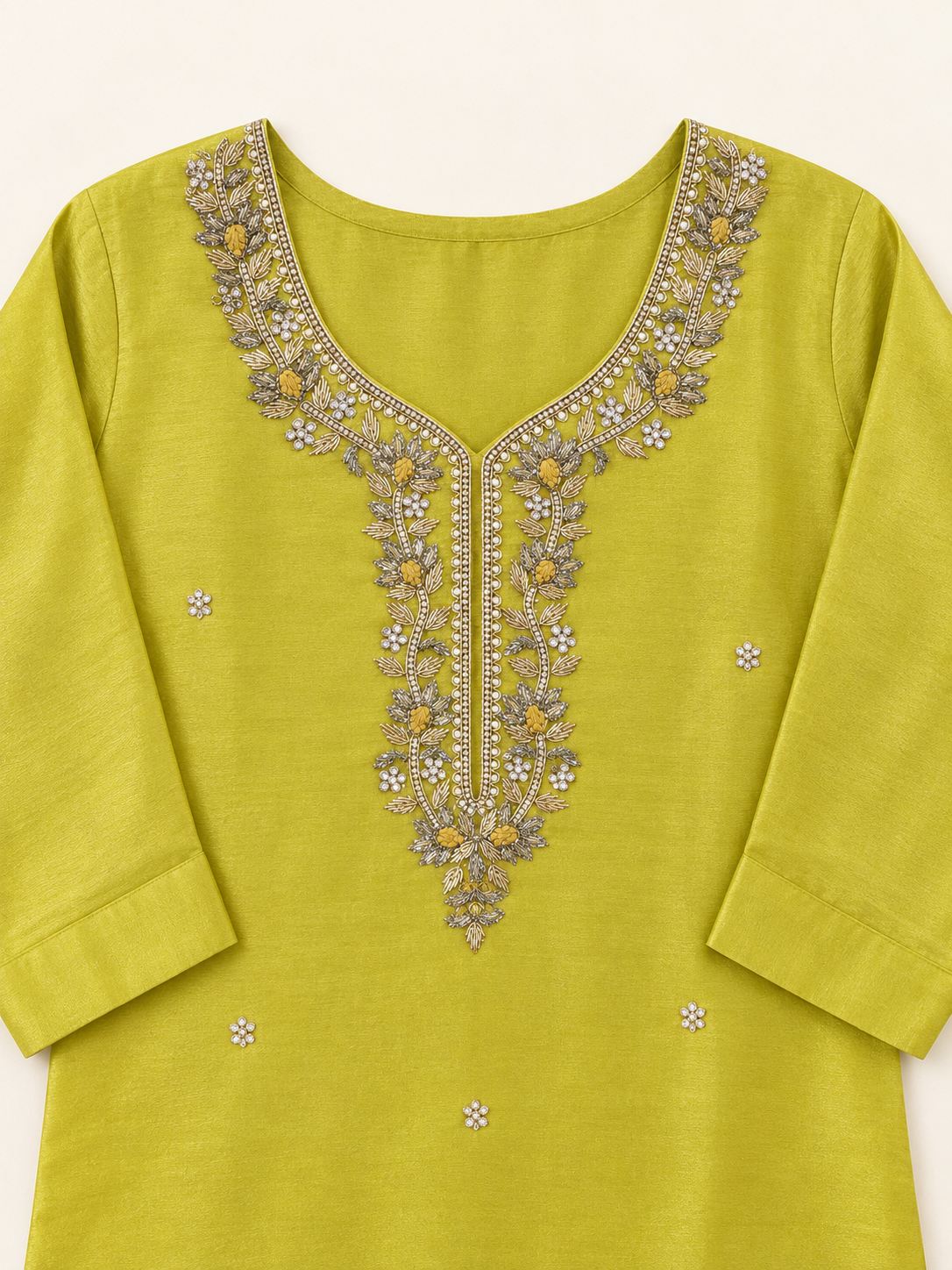 Olive green kurta suit set