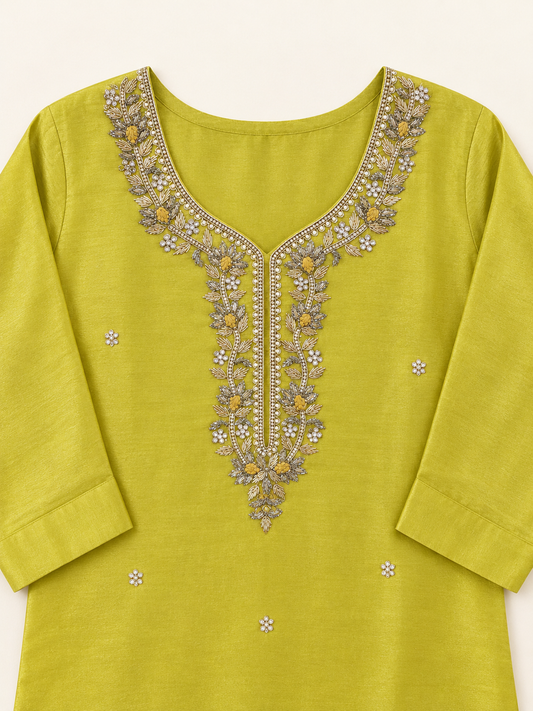 Olive green kurta suit set