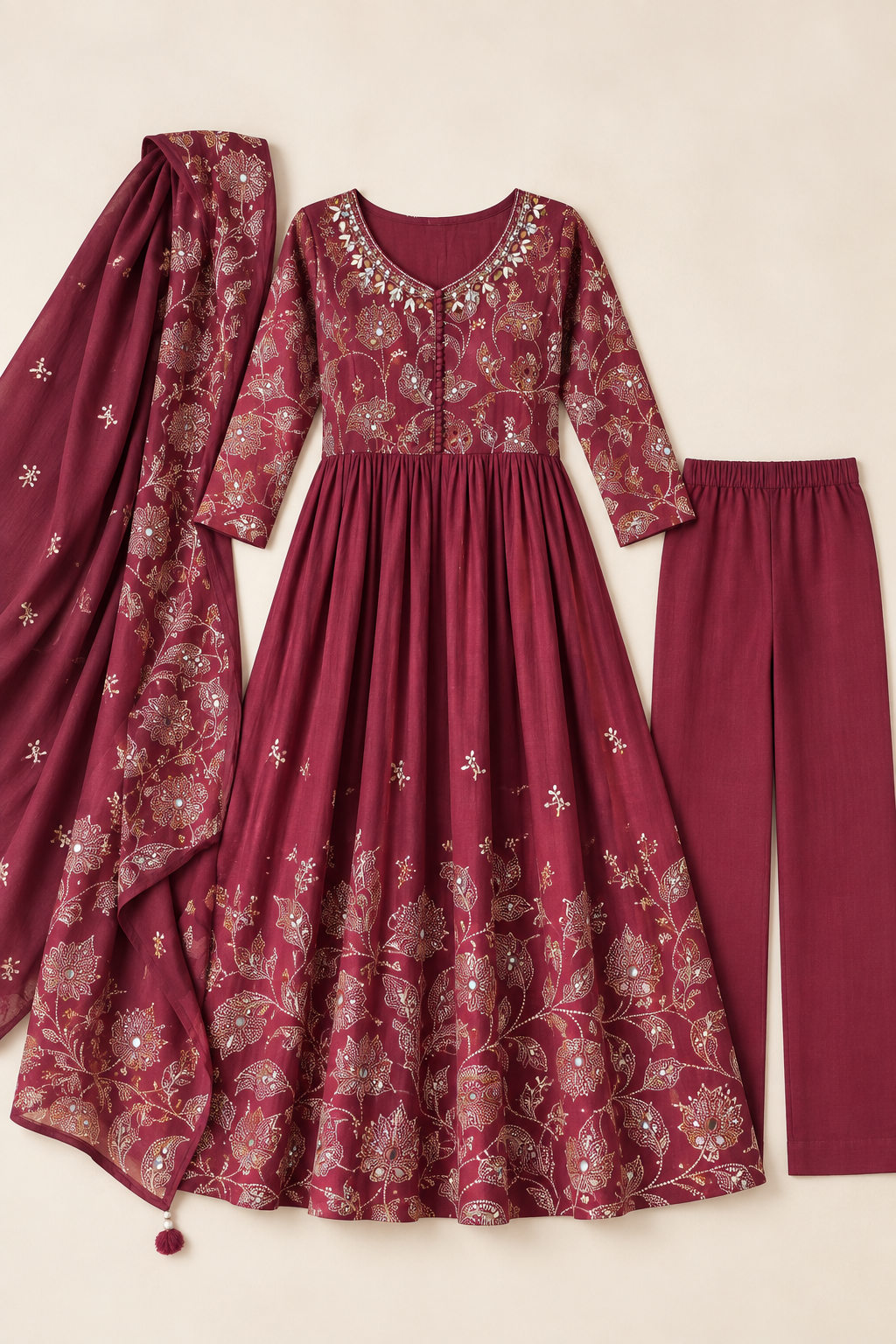 Maroon kurta suit set