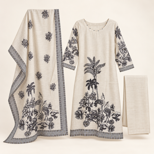 Grey kurta suit set with thread work