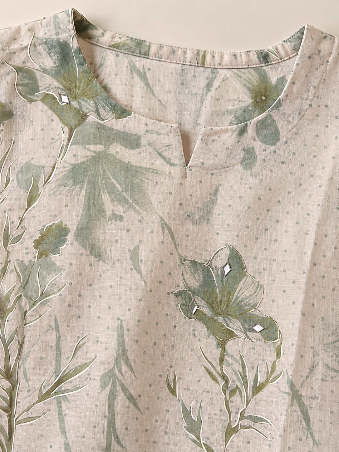 Green handblock print kurta suit set