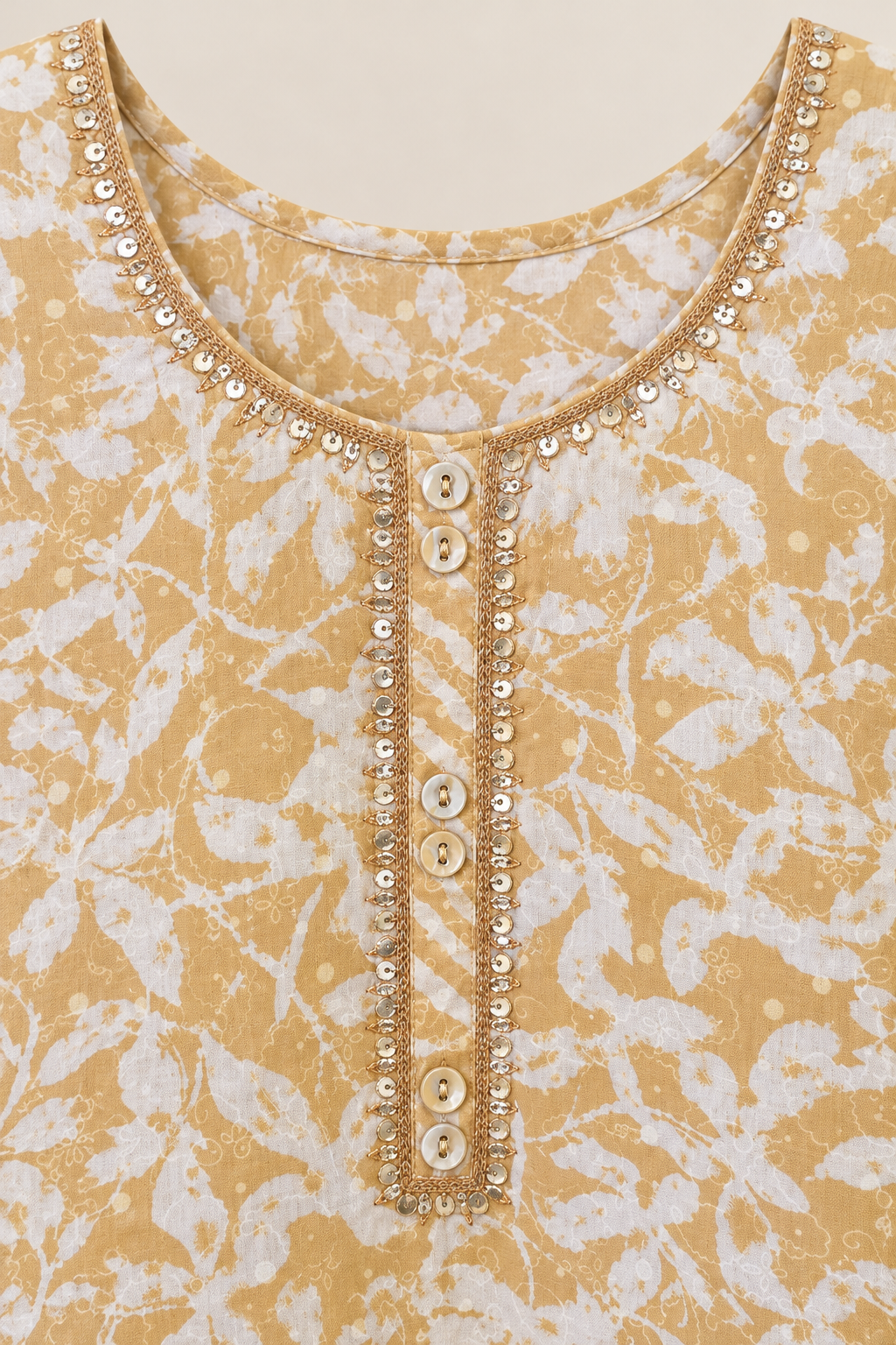 Yellow cotton kurta suit set